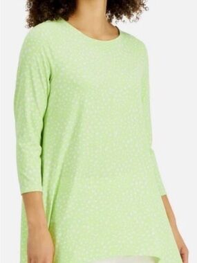 Alfani Light Green Printed Long-Sleeve Tunic